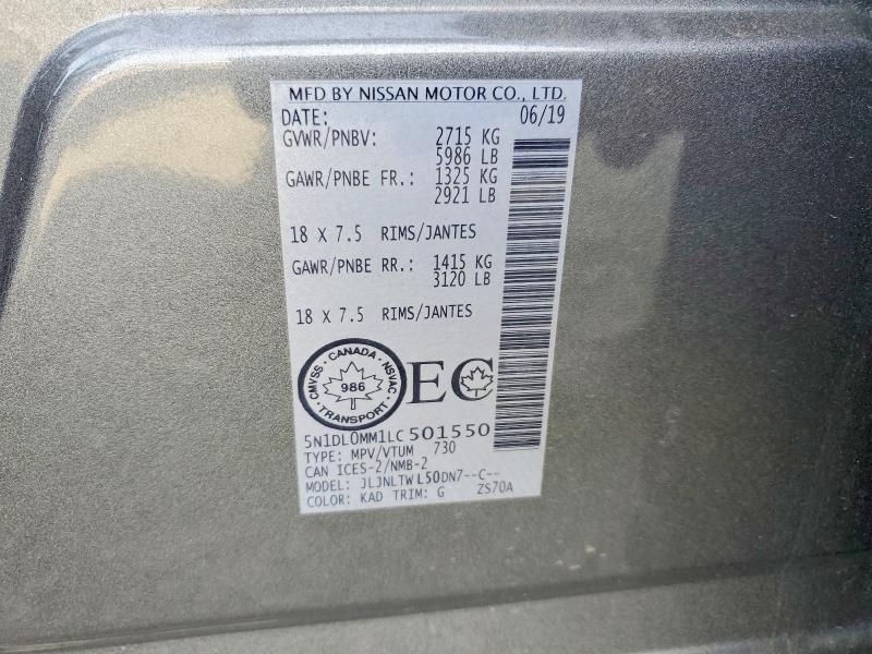 Aukcja sprzedaży 2020 Infiniti Qx60, vin: 5N1DL0MM1LC501550, numer aukcji: 48653736
