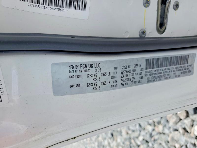 Продаж на аукціоні авто 2019 Jeep Cherokee, vin: 1C4PJLDBXKD427562, номер лоту: 49404606