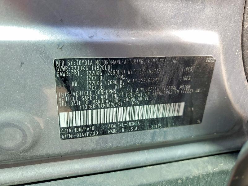 Aukcja sprzedaży 2021 Toyota Rav4 Hybrid, vin: 4T3R6RFVXMU020724, numer aukcji: 48936456