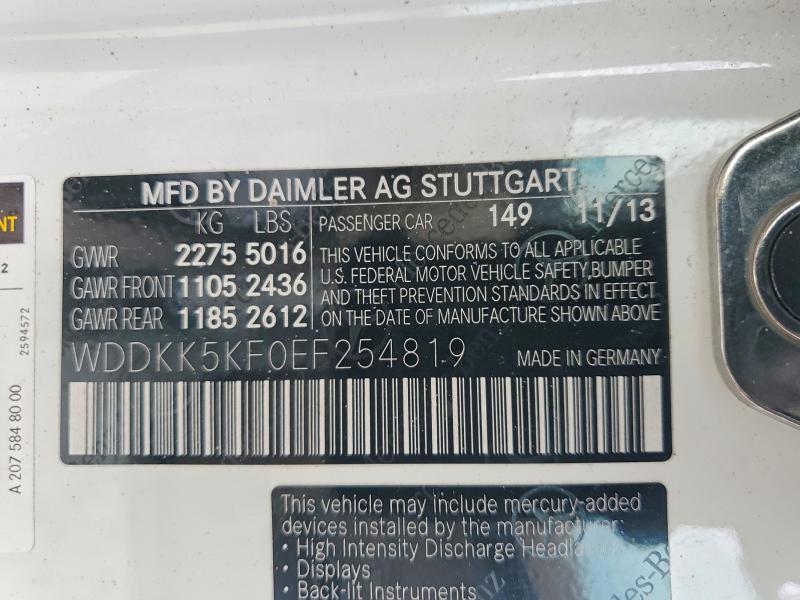 51721726 :رقم المزاد ، WDDKK5KF0EF254819 vin ، 2014 Mercedes-benz E مزاد بيع