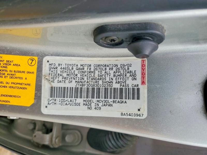 Продаж на аукціоні авто 2003 Lexus Es 300, vin: JTHBF30G830102350, номер лоту: 51425686