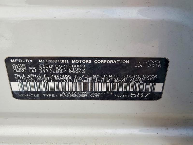 Aukcja sprzedaży 2017 Mitsubishi Lancer, vin: JA32V2FW2HU002286, numer aukcji: 48958336