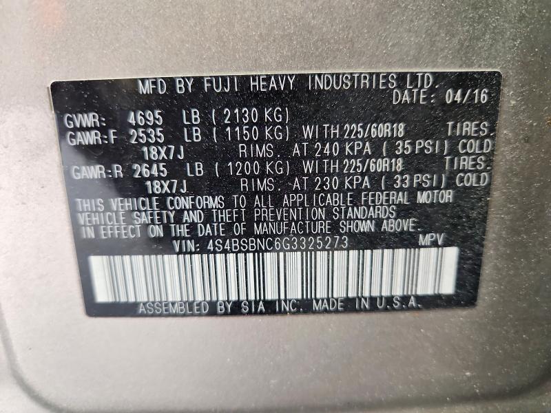 Продаж на аукціоні авто 2016 Subaru Outback, vin: 4S4BSBNC6G3325273, номер лоту: 50930206