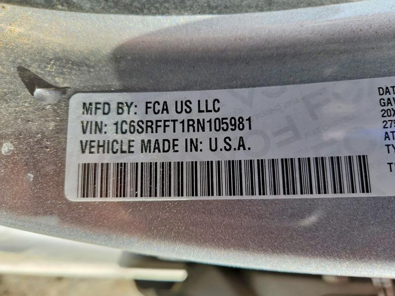 2024 Ram 1500 მანქანა იყიდება აუქციონზე, vin: 1C6SRFFT1RN105981, აუქციონის ნომერი: 49451986