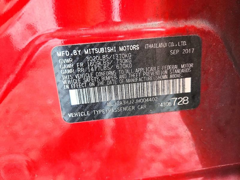 Продаж на аукціоні авто 2018 Mitsubishi Mirage, vin: ML32A3HJ2JH004402, номер лоту: 48934196