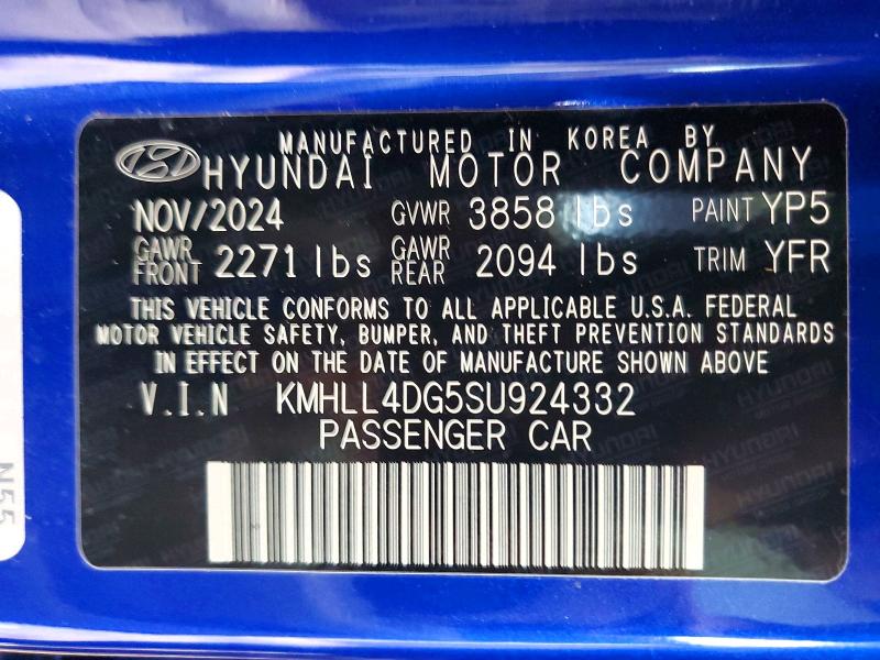 51305946 :رقم المزاد ، KMHLL4DG5SU924332 vin ، 2025 Hyundai Elantra مزاد بيع