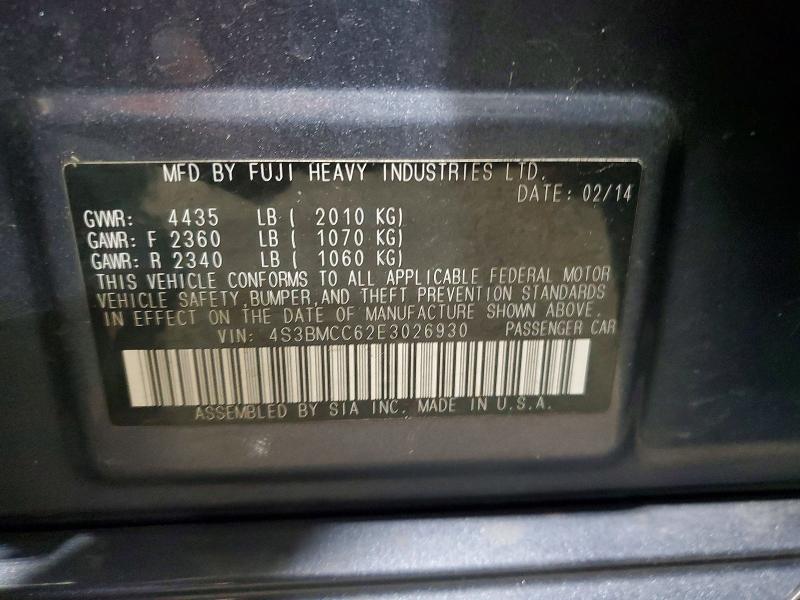 Продажа на аукционе авто 2014 Subaru Legacy, vin: 4S3BMCC62E3026930, номер лота: 49380906