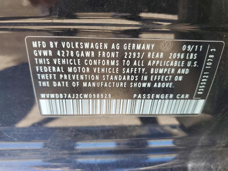 Aukcja sprzedaży 2012 Volkswagen Golf, vin: WVWDB7AJ2CW098929, numer aukcji: 51176966