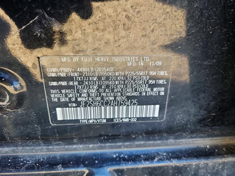 Продажа на аукционе авто 2010 Subaru Forester, vin: JF2SH6CC2AH759425, номер лота: 48520266