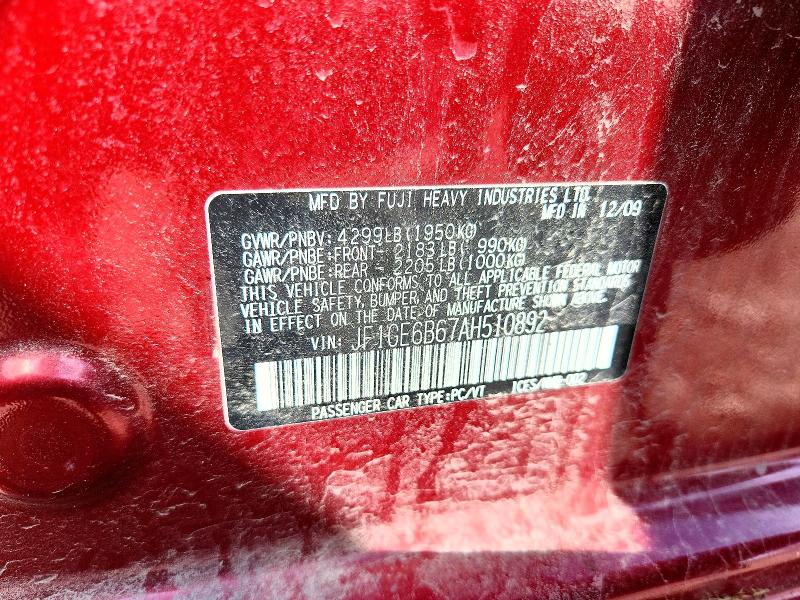 Продаж на аукціоні авто 2010 Subaru Impreza, vin: JF1GE6B67AH510892, номер лоту: 50248196