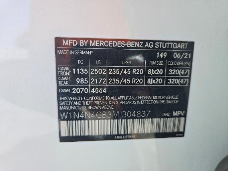 Aukcja sprzedaży 2021 Mercedes-benz Gla, vin: W1N4N4GB3MJ304837, numer aukcji: 50453306