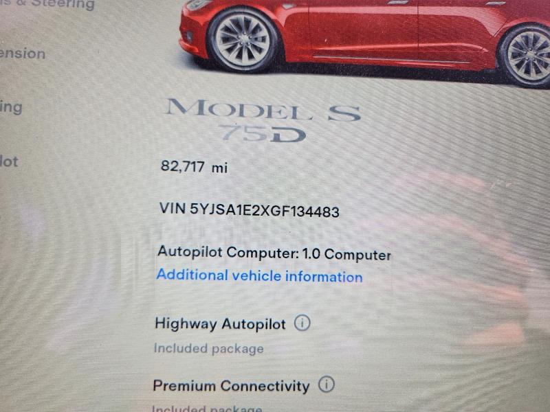 Aukcja sprzedaży 2016 Tesla Model S, vin: 5YJSA1E2XGF134483, numer aukcji: 47452796