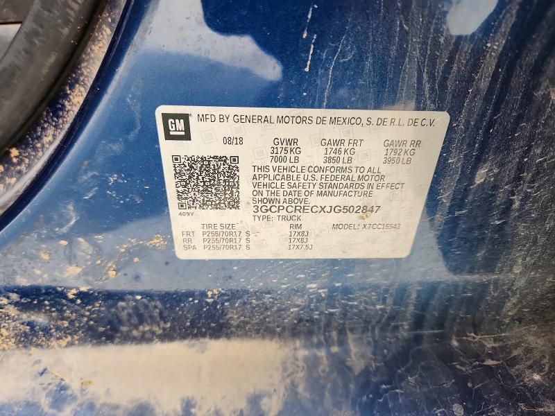 Продаж на аукціоні авто 2018 Chevrolet Silverado, vin: 3GCPCRECXJG502847, номер лоту: 51128176
