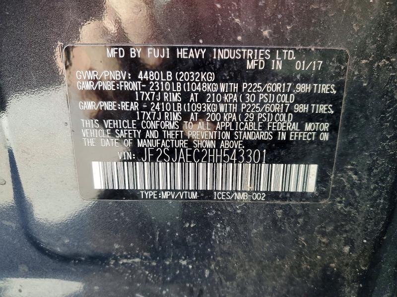 Aukcja sprzedaży 2017 Subaru Forester, vin: JF2SJAEC2HH543301, numer aukcji: 51618086