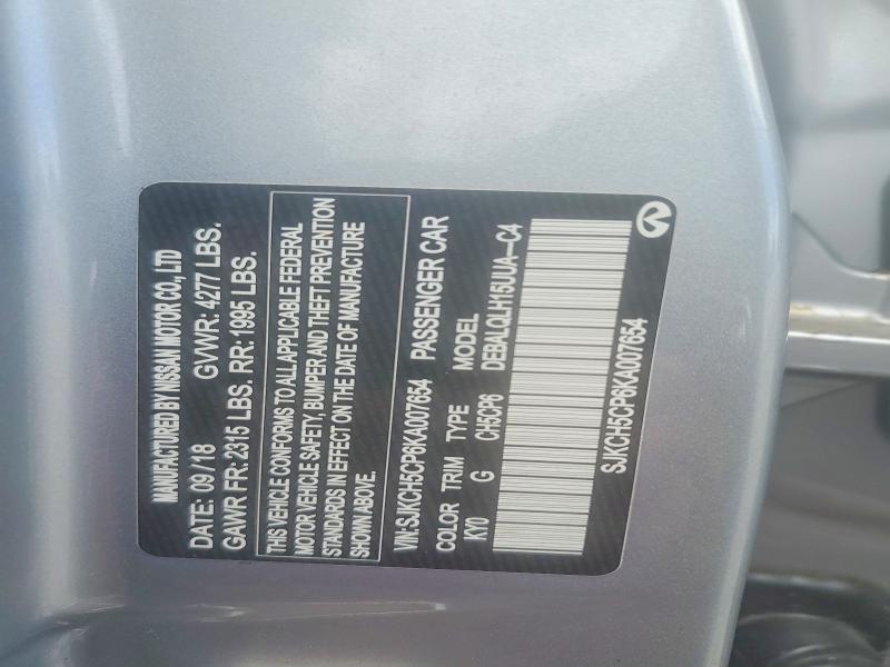 48298016 :رقم المزاد ، SJKCH5CP6KA007654 vin ، 2019 Infiniti Qx30 مزاد بيع