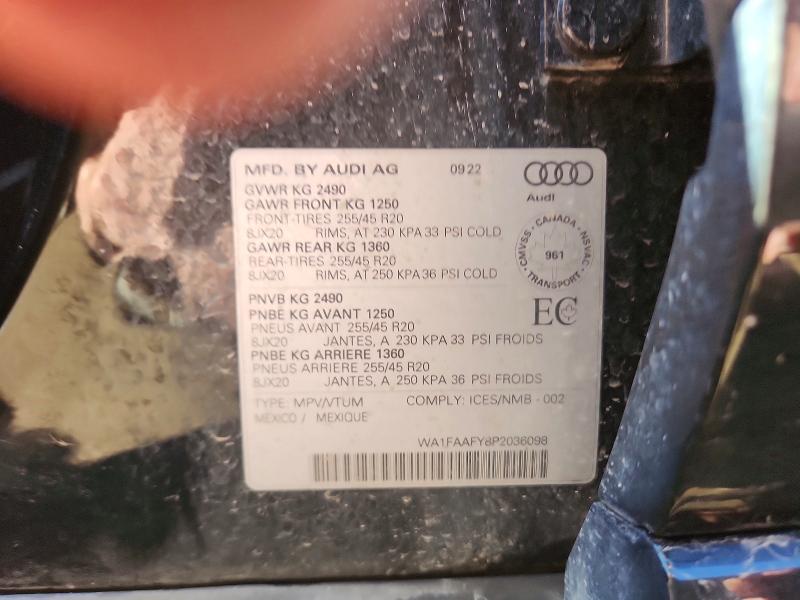 Aukcja sprzedaży 2023 Audi Q5, vin: WA1FAAFY8P2036098, numer aukcji: 49325676