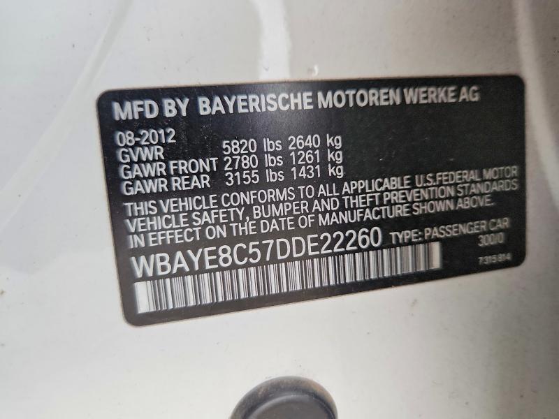 2013 Bmw 5 Series 550i Rwd მანქანა იყიდება აუქციონზე, vin: WBAYE8C57DDE22260, აუქციონის ნომერი: 51099586
