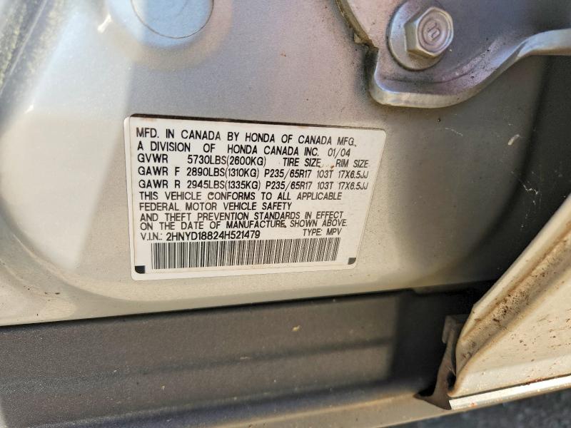 48227336 :رقم المزاد ، 2HNYD18824H521479 vin ، 2004 Acura Mdx مزاد بيع