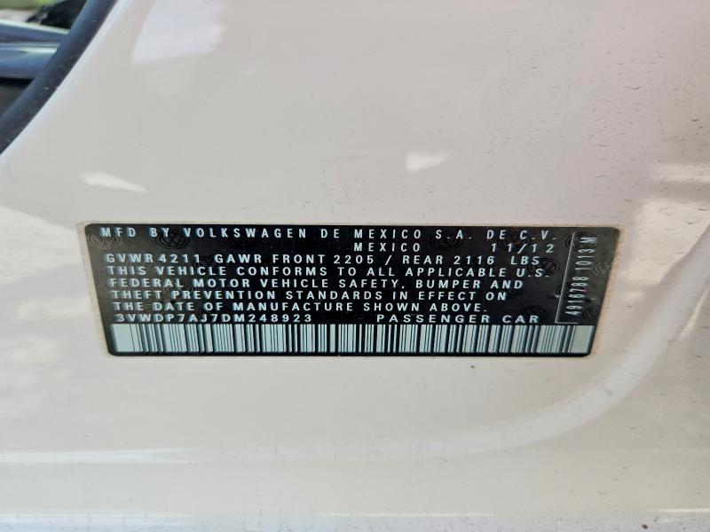48771076 :رقم المزاد ، 3VWDP7AJ7DM248923 vin ، 2013 Volkswagen Jetta مزاد بيع