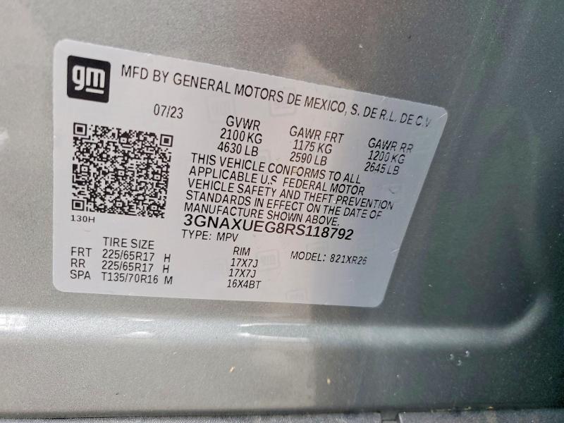 Продаж на аукціоні авто 2024 Chevrolet Equinox, vin: 3GNAXUEG8RS118792, номер лоту: 48183676