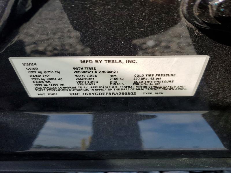 Продажа на аукционе авто 2024 Tesla Model Y, vin: 7SAYGDEF8RA265802, номер лота: 49548306