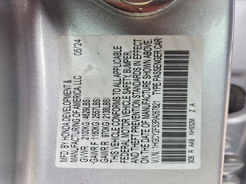 Aukcja sprzedaży 2024 Honda Accord, vin: 1HGCY2F53RA067821, numer aukcji: 50647596