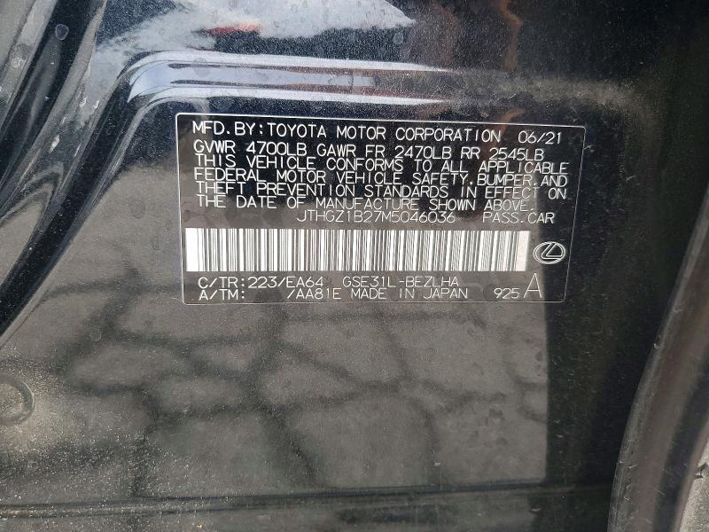 Aukcja sprzedaży 2021 Lexus Is, vin: JTHGZ1B27M5046036, numer aukcji: 49617286