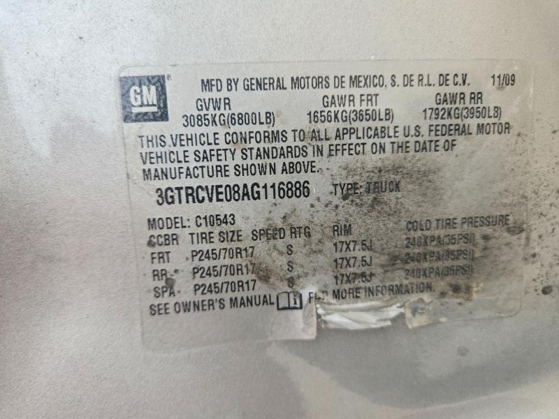 2010 Gmc Sierra მანქანა იყიდება აუქციონზე, vin: 3GTRCVE08AG116886, აუქციონის ნომერი: 49763696