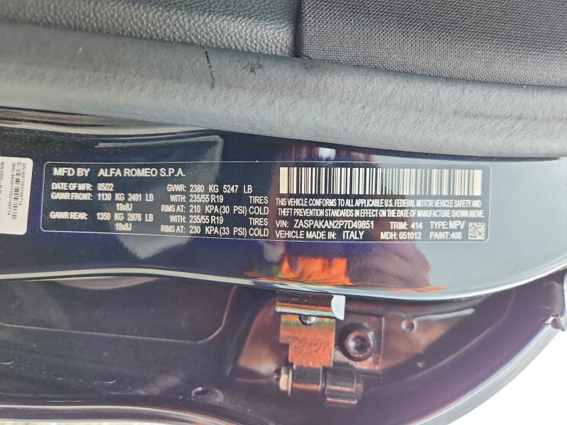 Продаж на аукціоні авто 2023 Alfa Romeo Stelvio, vin: ZASPAKAN2P7D49851, номер лоту: 50652466