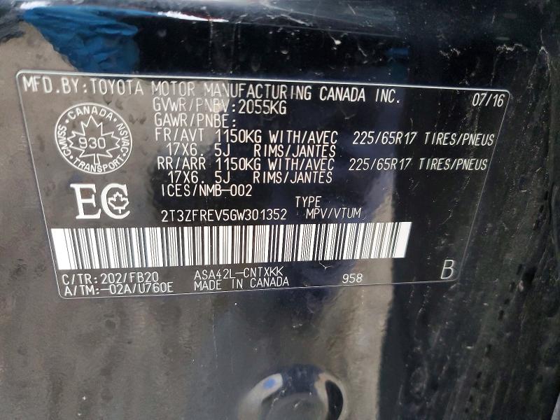 48036776 :رقم المزاد ، 2T3ZFREV5GW301352 vin ، 2016 Toyota Rav4 مزاد بيع