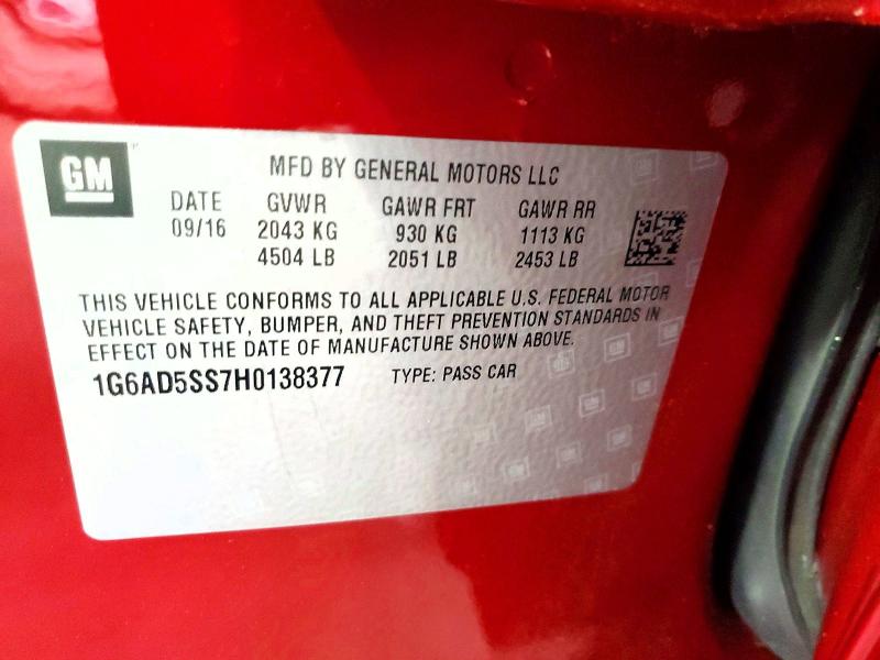 Продаж на аукціоні авто 2017 Cadillac Ats, vin: 1G6AD5SS7H0138377, номер лоту: 48938536