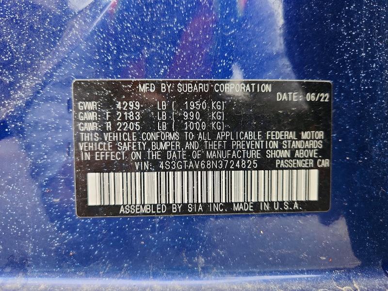 Продажа на аукционе авто 2022 Subaru Impreza, vin: 4S3GTAV68N3724825, номер лота: 50195326