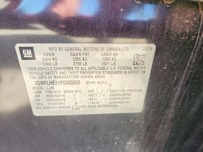 50588796 :رقم المزاد ، 2GNFLHE31F6383828 vin ، 2015 Chevrolet Equinox مزاد بيع