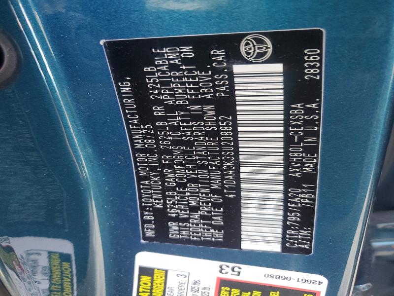 51376396 :رقم المزاد ، 4T1DAACK3SU208852 vin ، 2025 Toyota Camry مزاد بيع