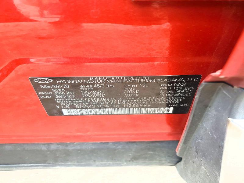 Продаж на аукціоні авто 2020 Hyundai Santa Fe, vin: 5NMS3CADXLH236999, номер лоту: 51007366