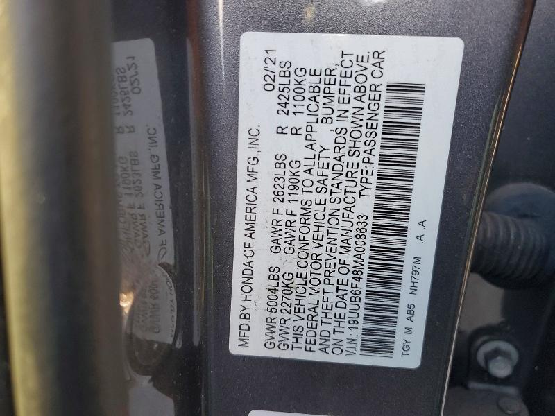 Продаж на аукціоні авто 2021 Acura Tlx, vin: 19UUB6F48MA008633, номер лоту: 78870255