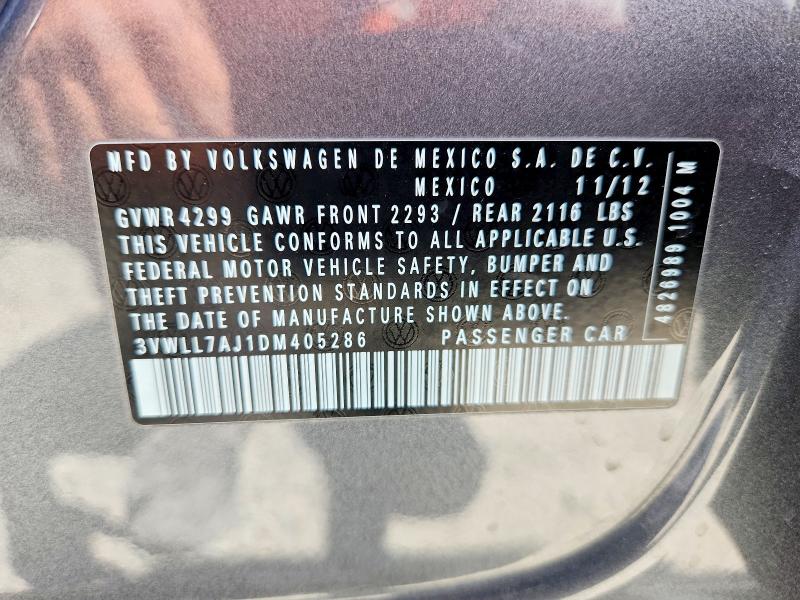 50814426 :رقم المزاد ، 3VWLL7AJ1DM405286 vin ، 2013 Volkswagen Jetta مزاد بيع