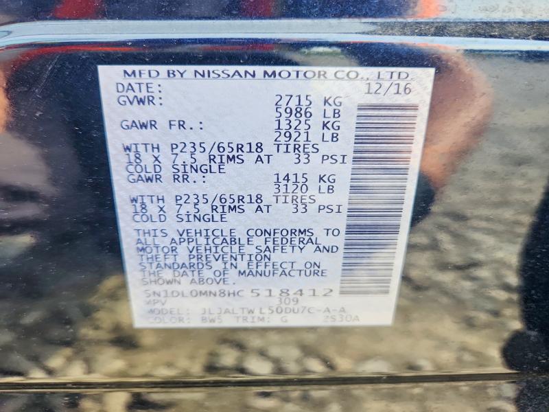 Aukcja sprzedaży 2017 Infiniti Qx60, vin: 5N1DL0MN8HC518412, numer aukcji: 49141826