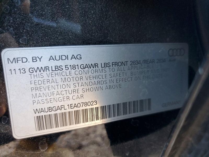 2014 Audi S4 მანქანა იყიდება აუქციონზე, vin: WAUBGAFL1EA078023, აუქციონის ნომერი: 48511706