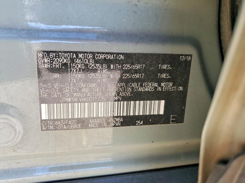 50263566 :رقم المزاد ، JTMW1RFV6KD011725 vin ، 2019 Toyota Rav4 مزاد بيع