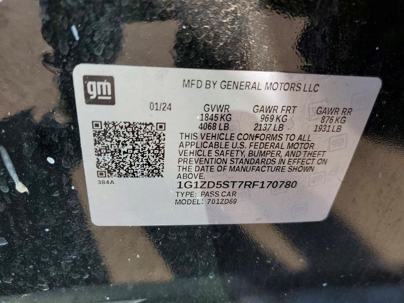 Aukcja sprzedaży 2024 Chevrolet Malibu, vin: 1G1ZD5ST7RF170780, numer aukcji: 51888356