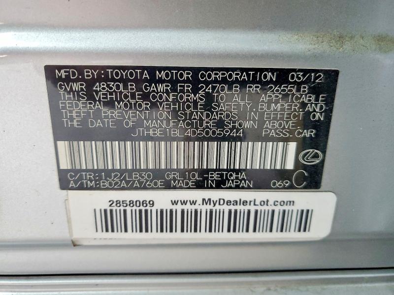 51594206 :رقم المزاد ، JTHBE1BL4D5005944 vin ، 2013 Lexus Gs مزاد بيع