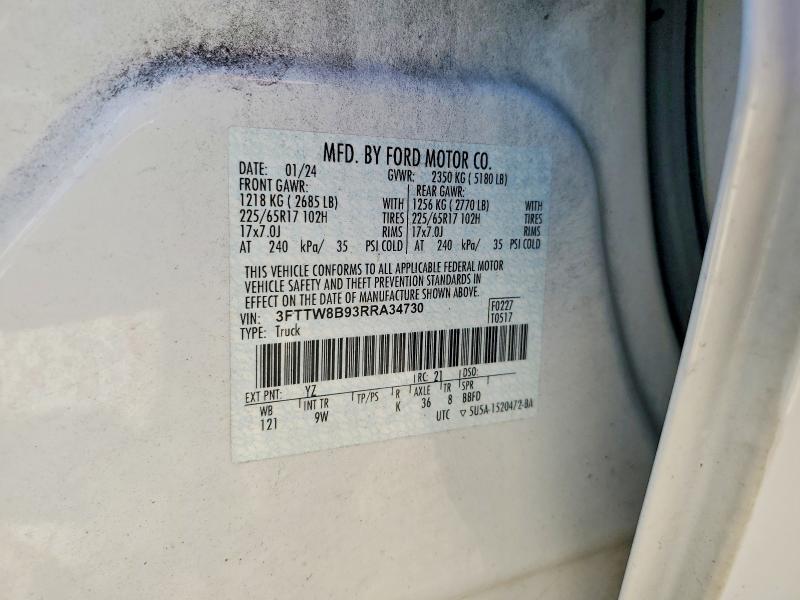 2024 Ford Maverick მანქანა იყიდება აუქციონზე, vin: 3FTTW8B93RRA34730, აუქციონის ნომერი: 51437746