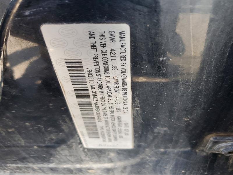2011 Volkswagen Jetta მანქანა იყიდება აუქციონზე, vin: 3VWDZ7AJ9BM304416, აუქციონის ნომერი: 50482226