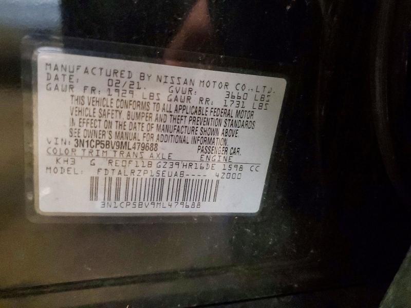2021 Nissan Kicks მანქანა იყიდება აუქციონზე, vin: 3N1CP5BV9ML479688, აუქციონის ნომერი: 51527306