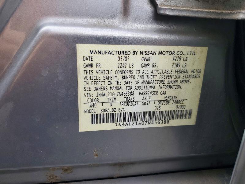 Aukcja sprzedaży 2007 Nissan Altima, vin: 1N4AL21E07N456388, numer aukcji: 49924586