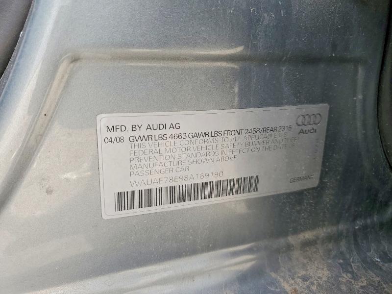 Aukcja sprzedaży 2008 Audi A4, vin: WAUAF78E98A169190, numer aukcji: 49755506