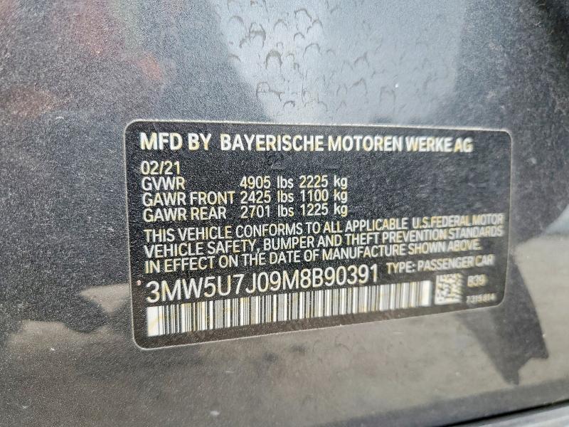 Auction sale of the 2021 Bmw M340i, vin: 3MW5U7J09M8B90391, lot number: 50414326