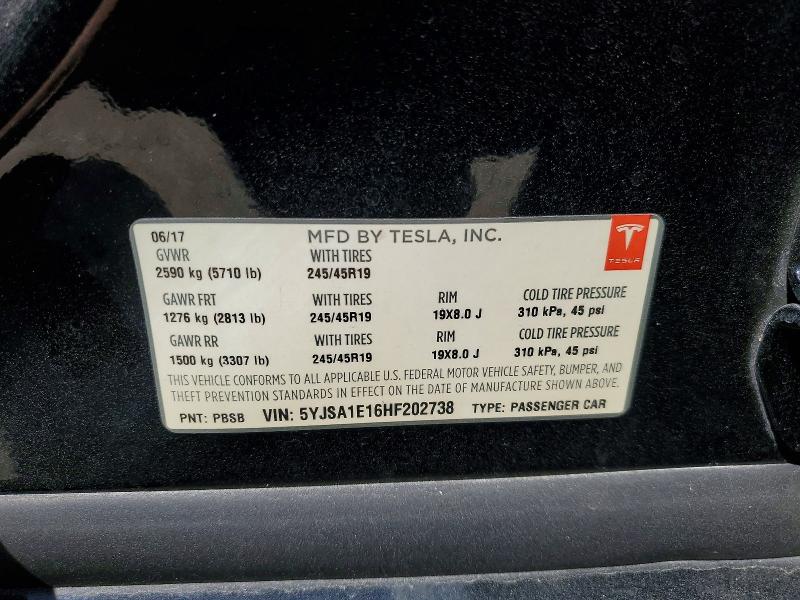 Aukcja sprzedaży 2017 Tesla Model S, vin: 5YJSA1E16HF202738, numer aukcji: 49188066