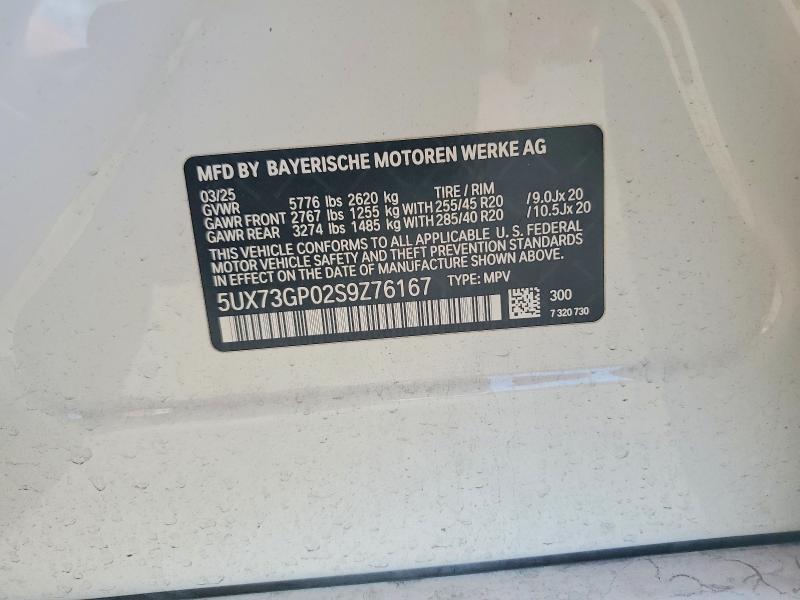 2025 Bmw X3 მანქანა იყიდება აუქციონზე, vin: 5UX73GP02S9Z76167, აუქციონის ნომერი: 49911356